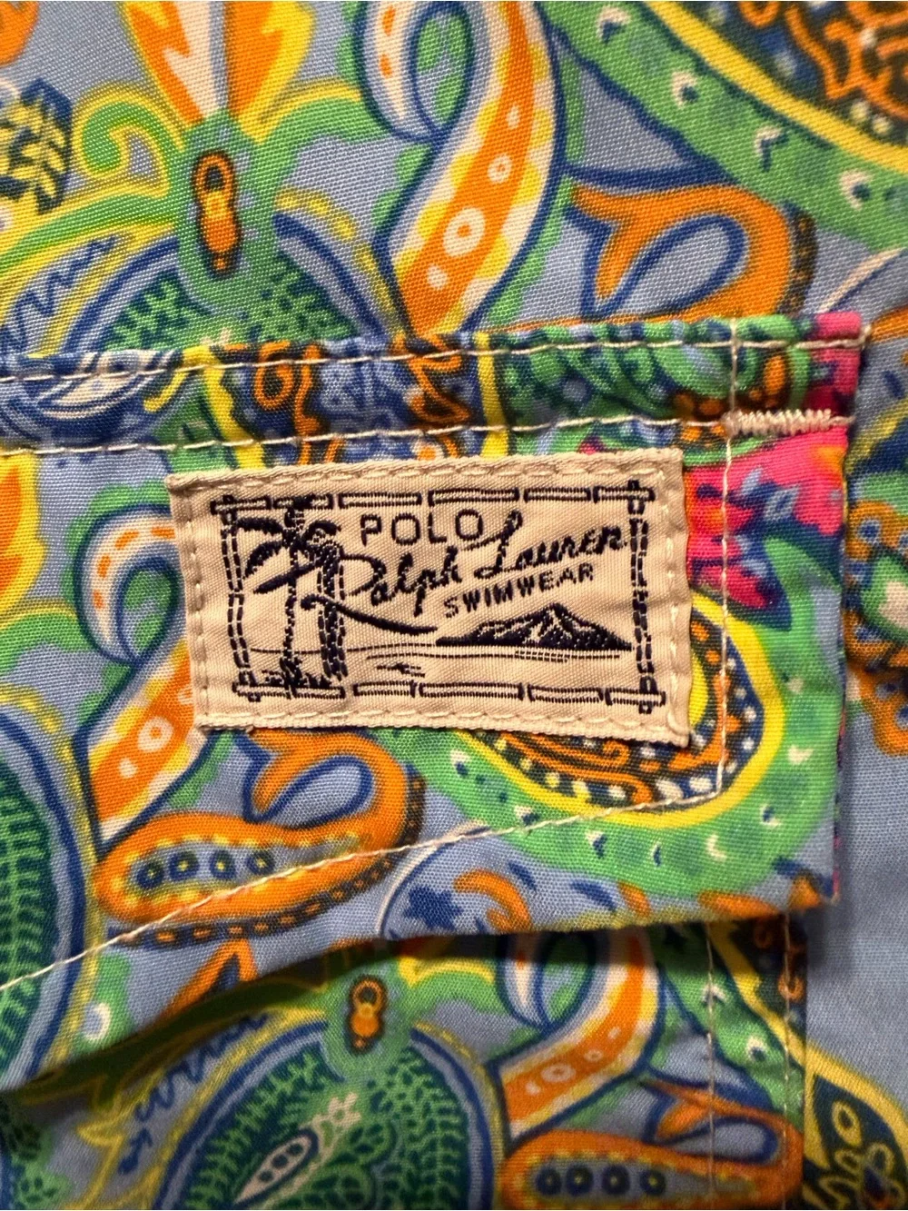 Polo Ralph Lauren Men's Swim Trunks Size Medium M Light Blue Paisley Floral